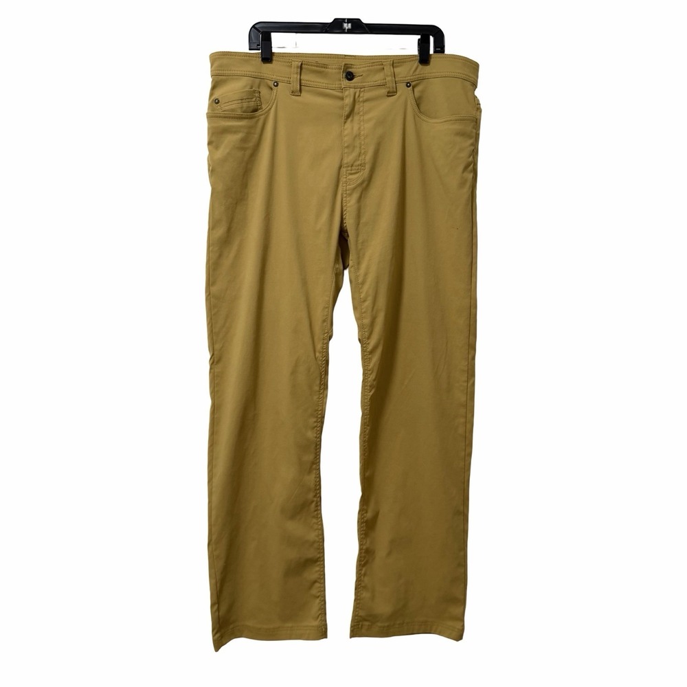 Prana Brion Slim Fit Performance Hiking Pants Mens 38x32 Yellow Outdoor Gorpcore